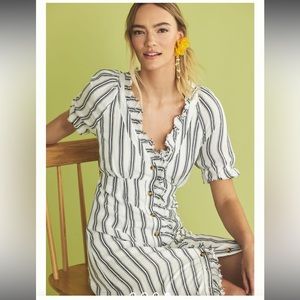 NWT Pilcro Anthropologie Ruffle-Collar Buttondown Dress 16 - fits smaller